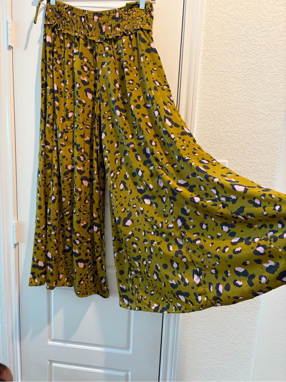 Wide Leg Olive Green Animal Print Pants